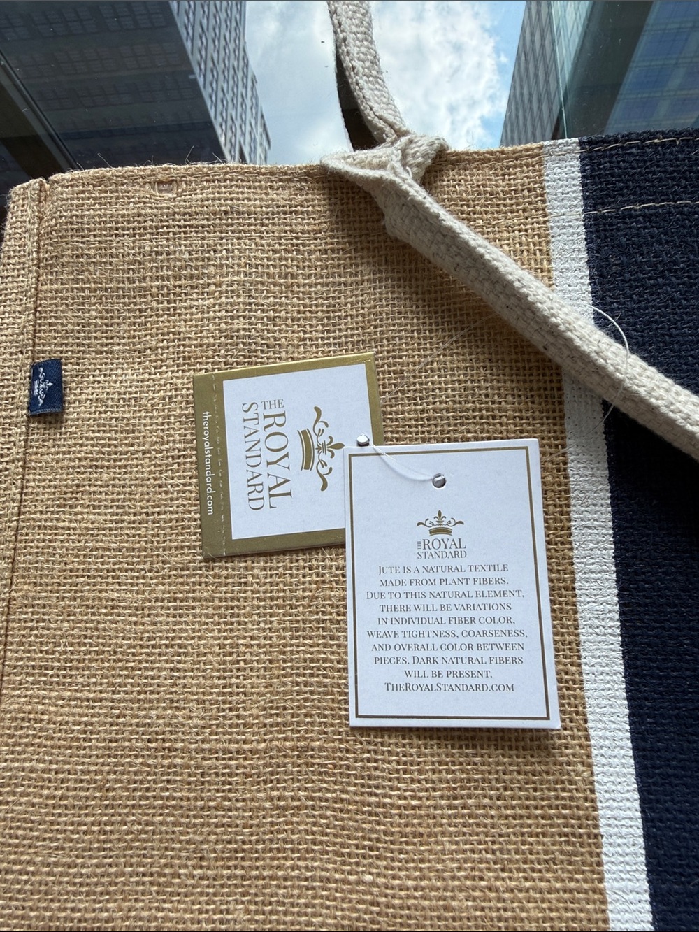 NWT The Royal Standard Fleming Tote in Natural w/Navy Stripe. - Picture 3 of 6